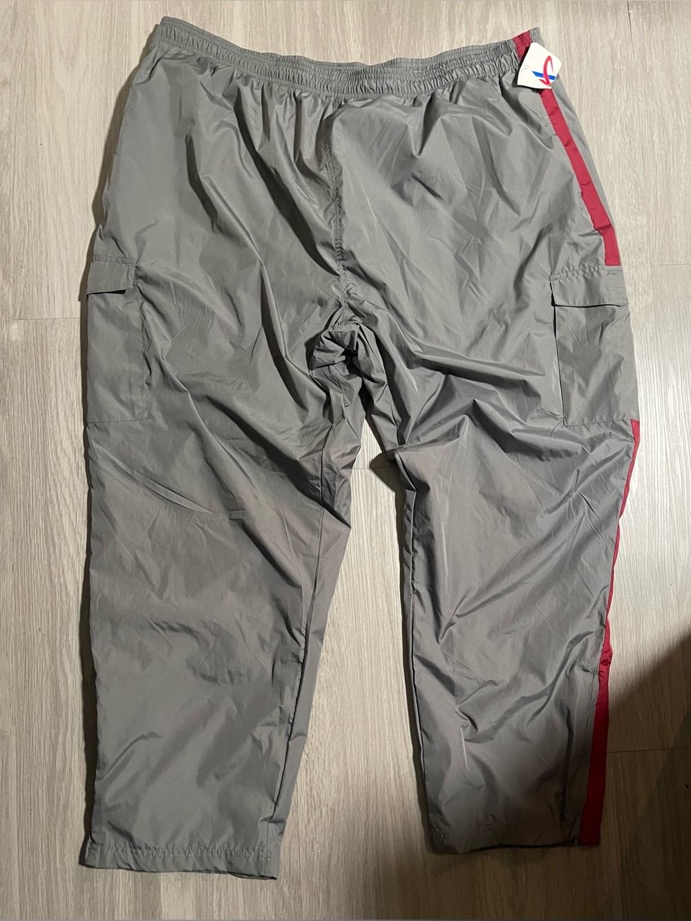 Athletech Gray Cargo Track Pants with Red Side Trim